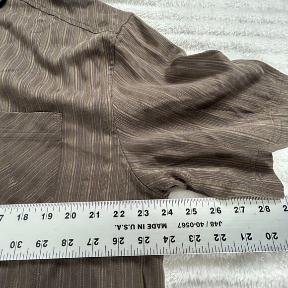 REI Mens Two Rock Striped Short Sleeve Shirt Large Brown Travel Lightweight New - Picture 8 of 9